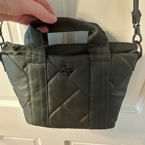 Lug Quilted Small Crossbody with Tote Handles in Olive Green